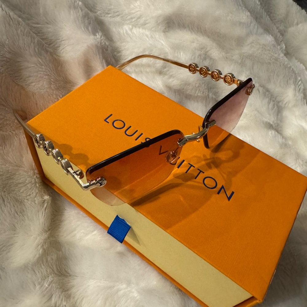 Louis Vuitton Gold Frame Sunglasses with Brown Lenses